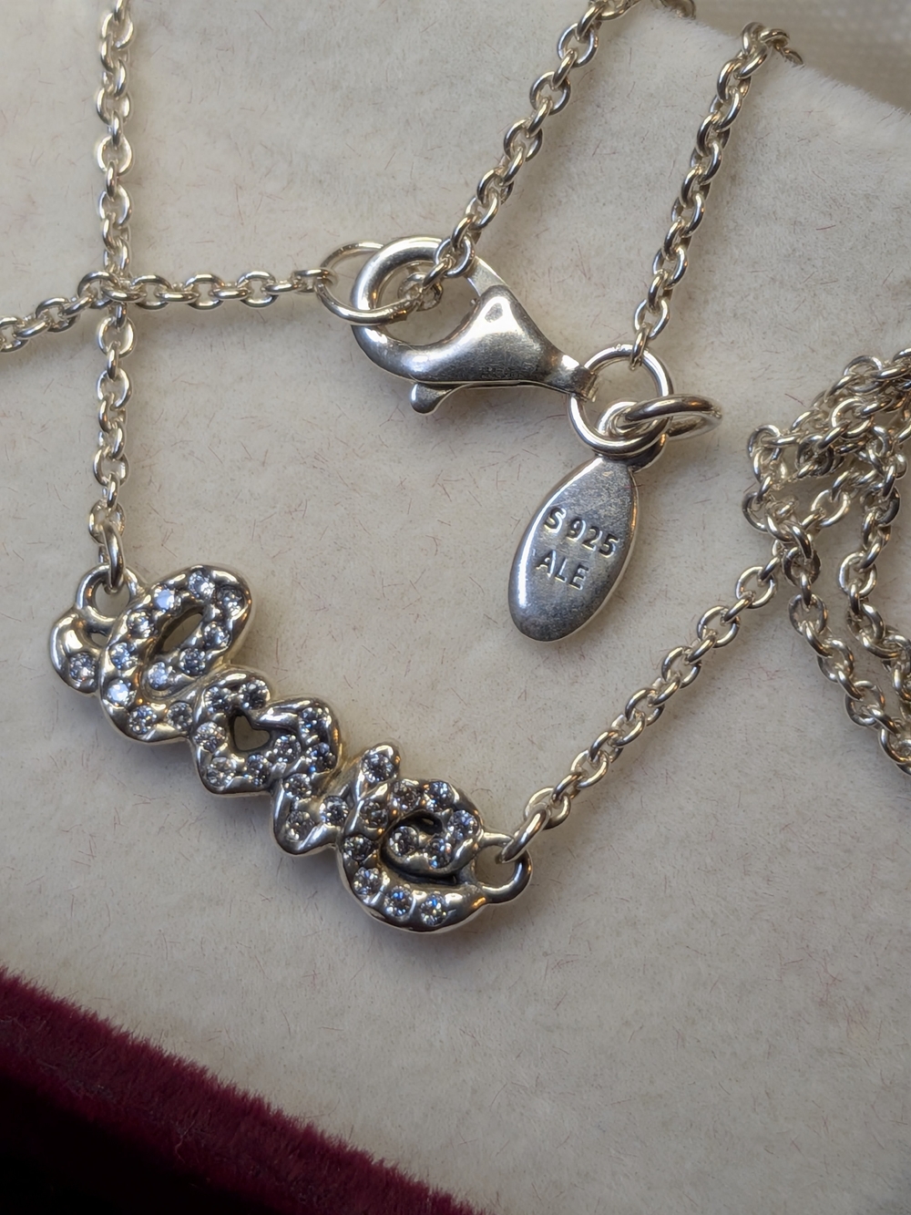 Pandora Silver 925 ALE Love Necklace with Crystals from Valentine's - Picture 3 of 8